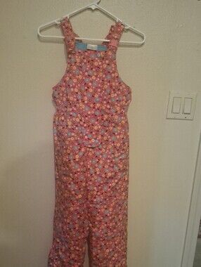 Hanna Andersson Pink Floral Puffer Snow Overalls